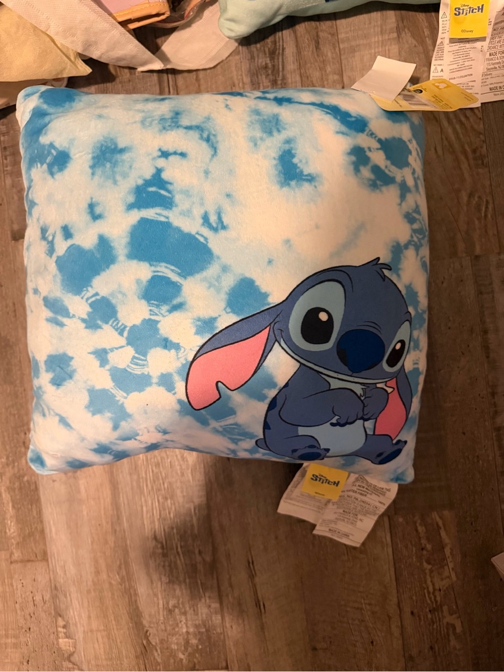 Disney Stitch Blue & White Tie-Dye Accent Pillow with Pink Ear Accents
